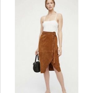 Free People Suede Wrap Midi Skirt EUC